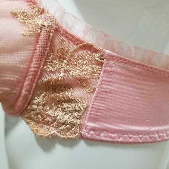 Glamour bra 34B floral lace mesh ornate bow butterfly dragonfly romantic lolita - Picture 10 of 14